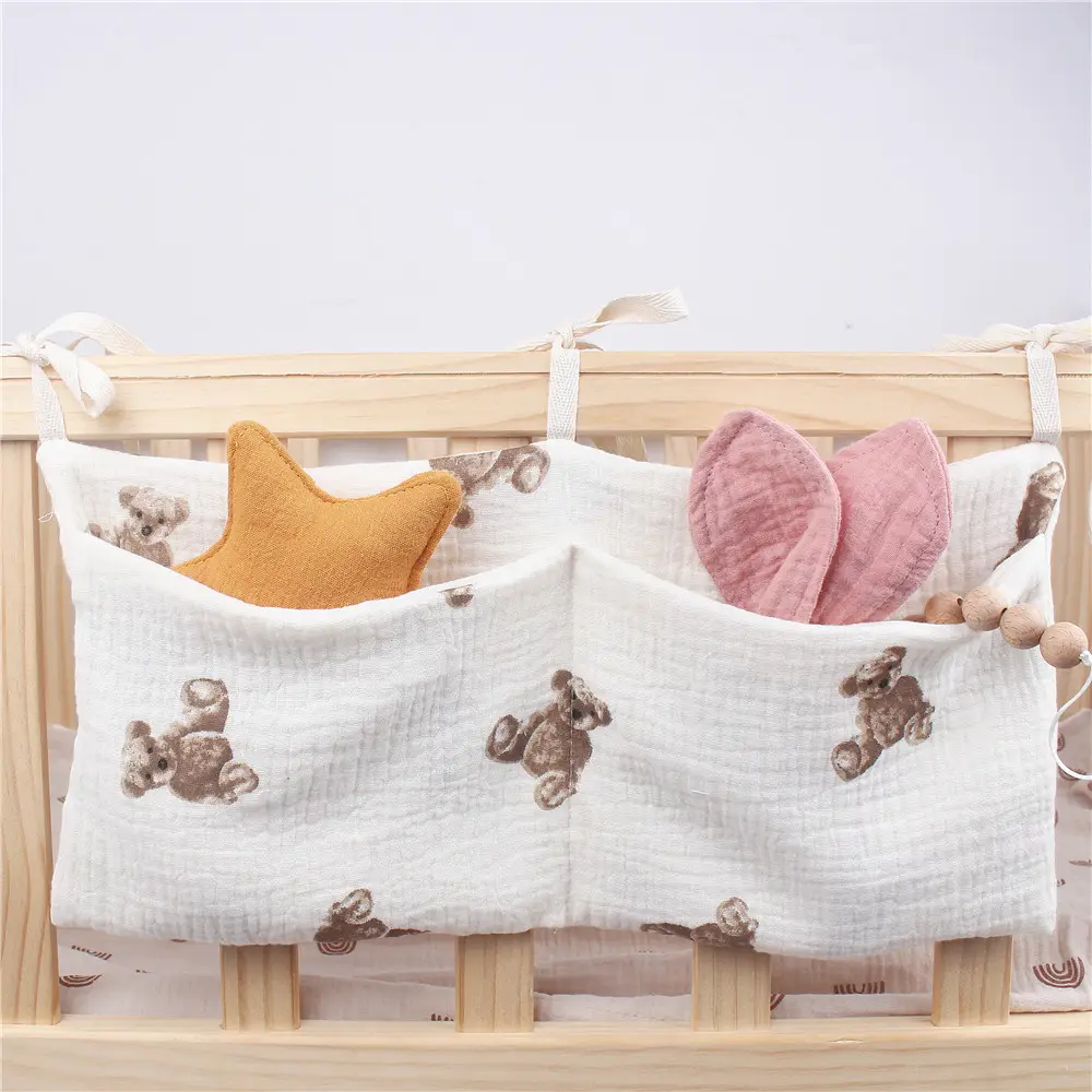 Double Layer Cotton Baby Storage Bag with Bear Print - Image 9