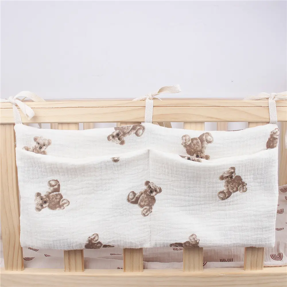 Double Layer Cotton Baby Storage Bag with Bear Print - Image 5