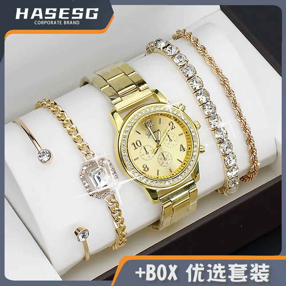 Couples Watch Set Gold Silver Waterproof Quartz Bracelet — feature 21