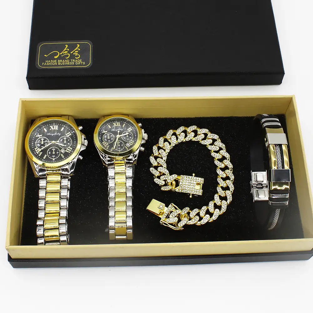 Couples Watch Set Gold Silver Waterproof Quartz Bracelet — feature 3