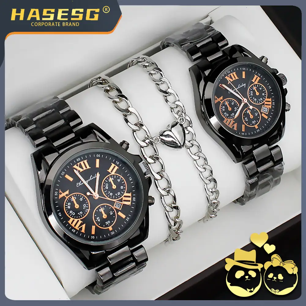 Couples Watch Set Gold Silver Waterproof Quartz Bracelet — feature 7