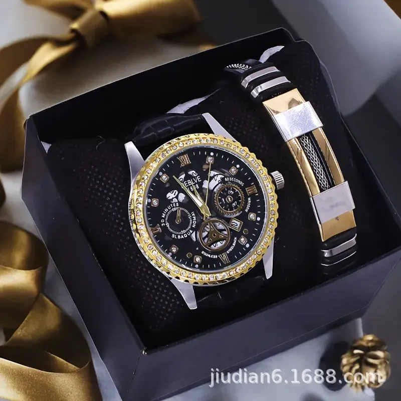 Couples Watch Set Gold Silver Waterproof Quartz Bracelet - Image 11
