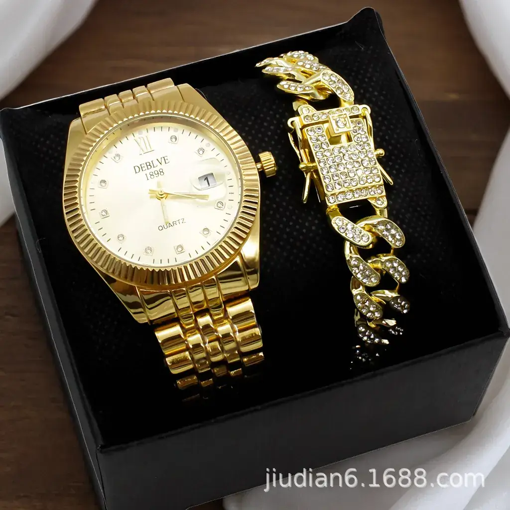 Couples Watch Set Gold Silver Waterproof Quartz Bracelet - Image 17