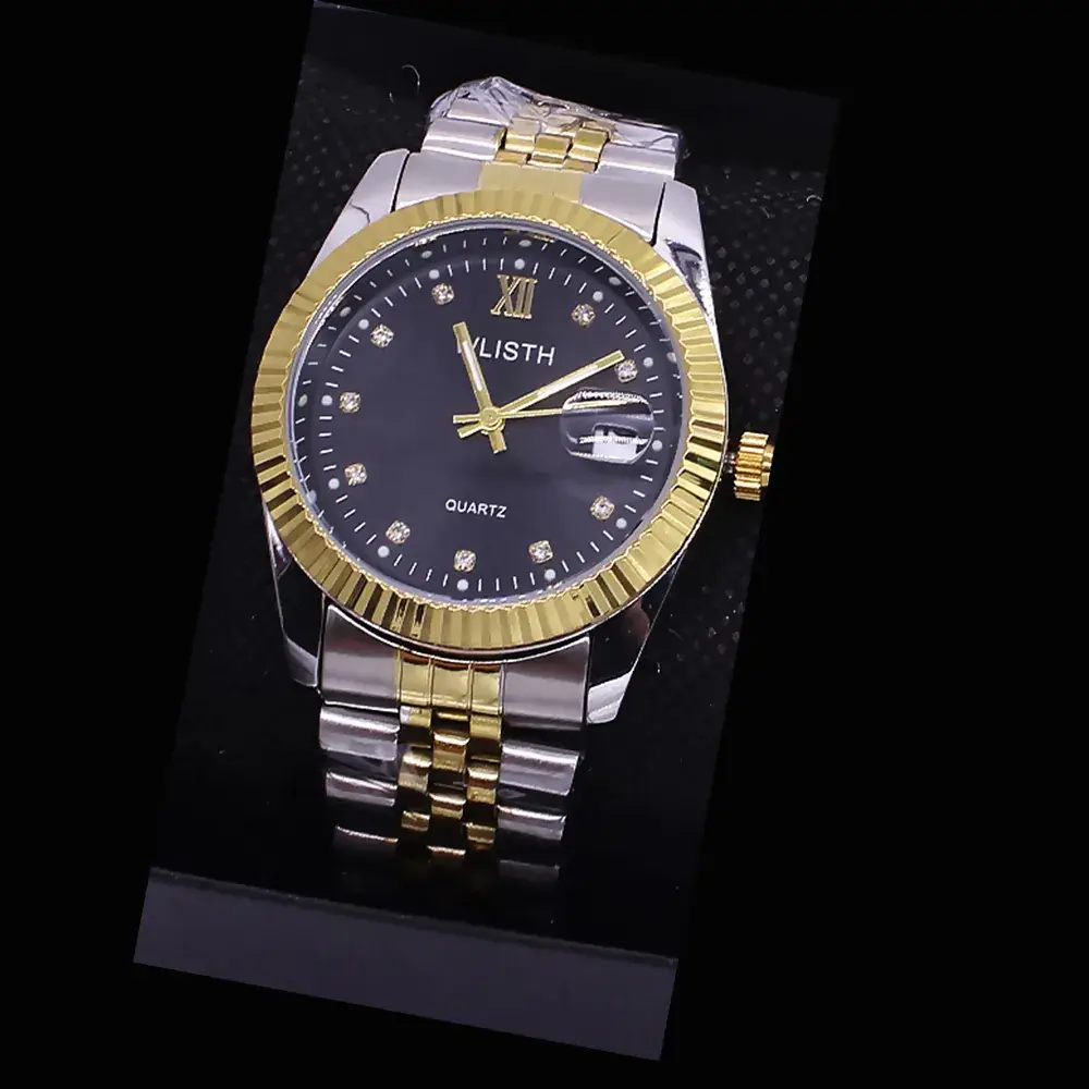 Couples Watch Set Gold Silver Waterproof Quartz Bracelet - Image 5