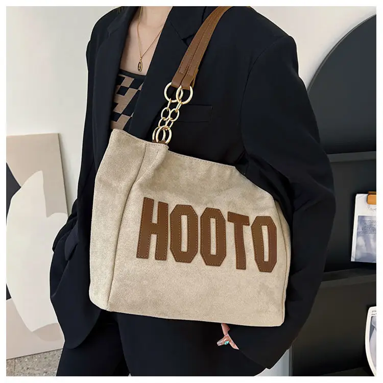 Women's Casual Shoulder Bag with Gold Chain & "HOT" Print — feature 12