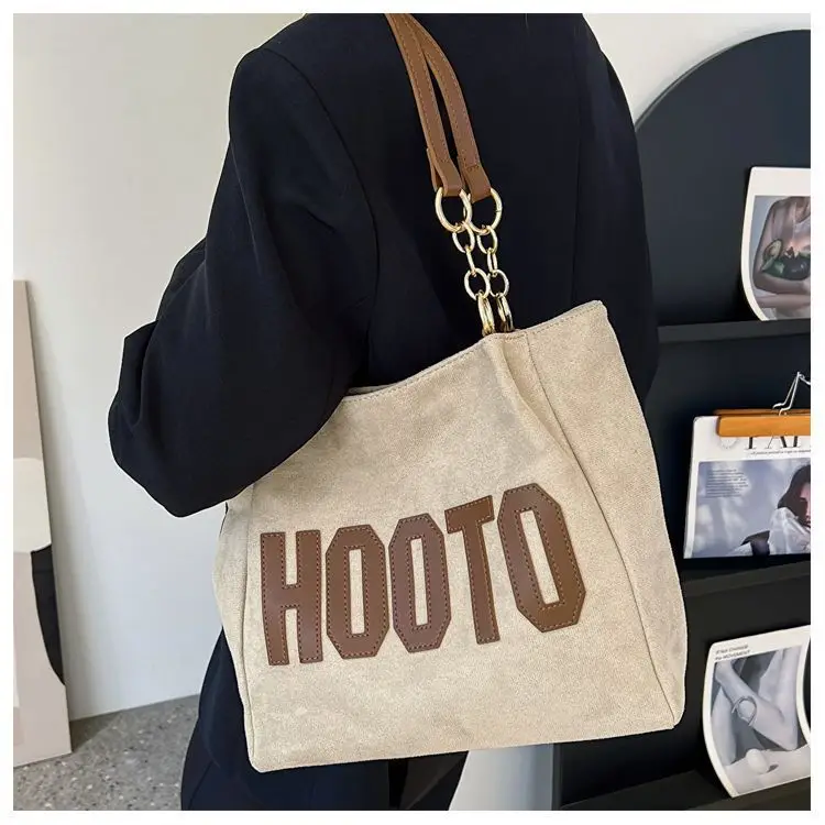 Women's Casual Shoulder Bag with Gold Chain & "HOT" Print — feature 15
