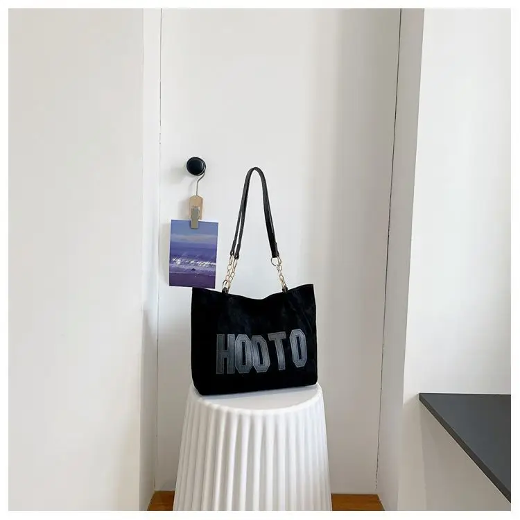 Women's Casual Shoulder Bag with Gold Chain & "HOT" Print — feature 23