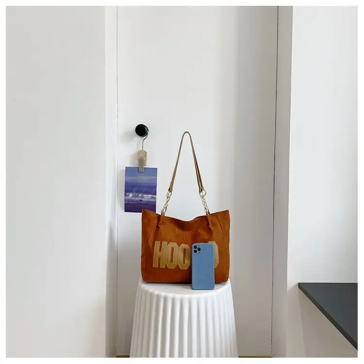 Women's Casual Shoulder Bag with Gold Chain & "HOT" Print — feature 28