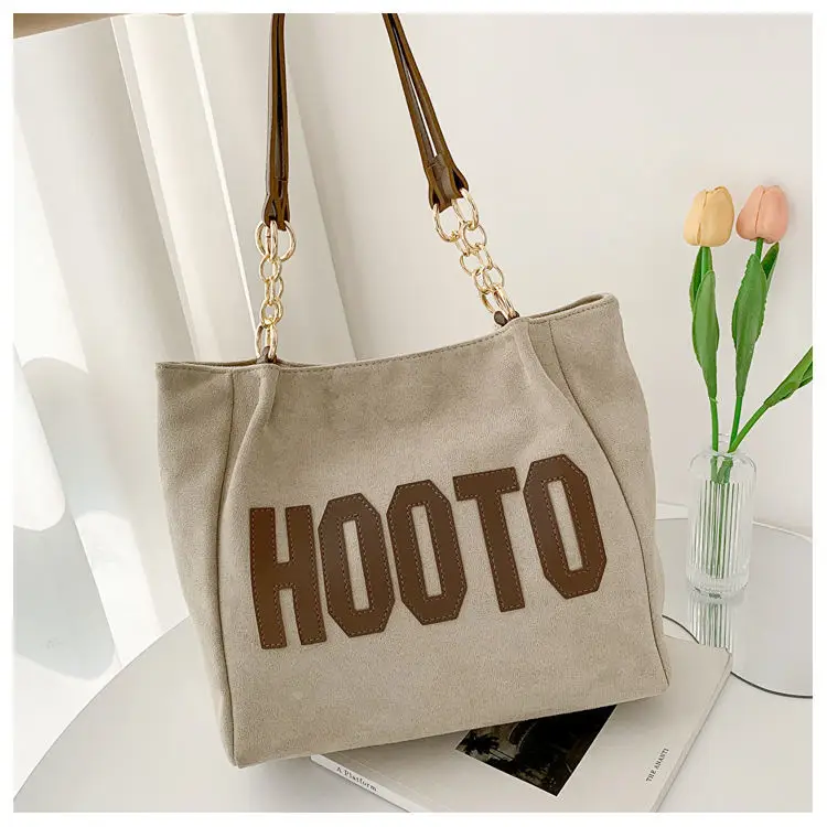Women's Casual Shoulder Bag with Gold Chain & "HOT" Print — feature 34