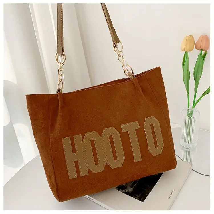 Women's Casual Shoulder Bag with Gold Chain & "HOT" Print — feature 35
