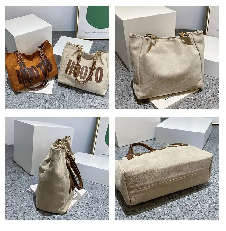 Women's Casual Shoulder Bag with Gold Chain & "HOT" Print — feature 8