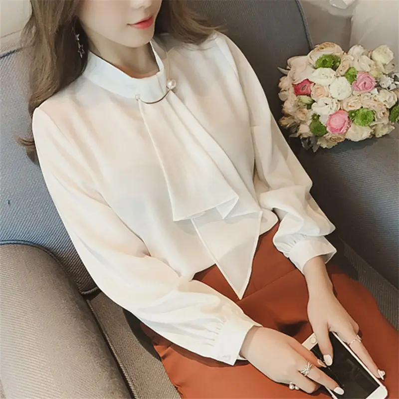 2026 Korean Style Knitted Ring Button Pullover Chiffon Blouse — feature 4