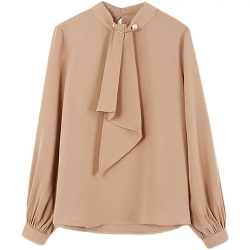 2026 Korean Style Knitted Ring Button Pullover Chiffon Blouse — feature 8