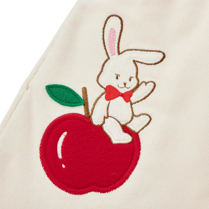 Pink Apple Embroidered Girls Sweatpants Set