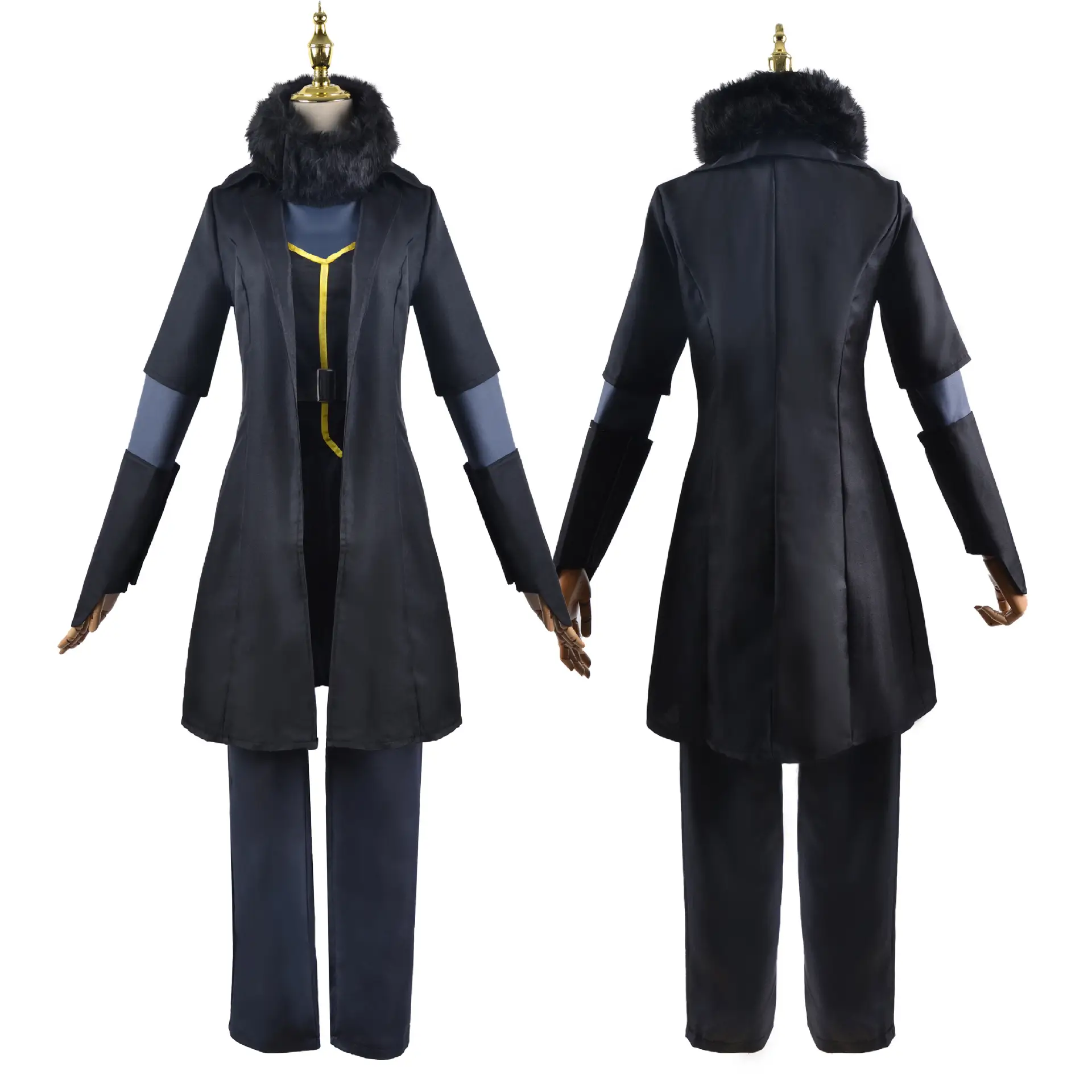 Slimi Luster Black Hooded Suit for Anime Cosplay - Image 4