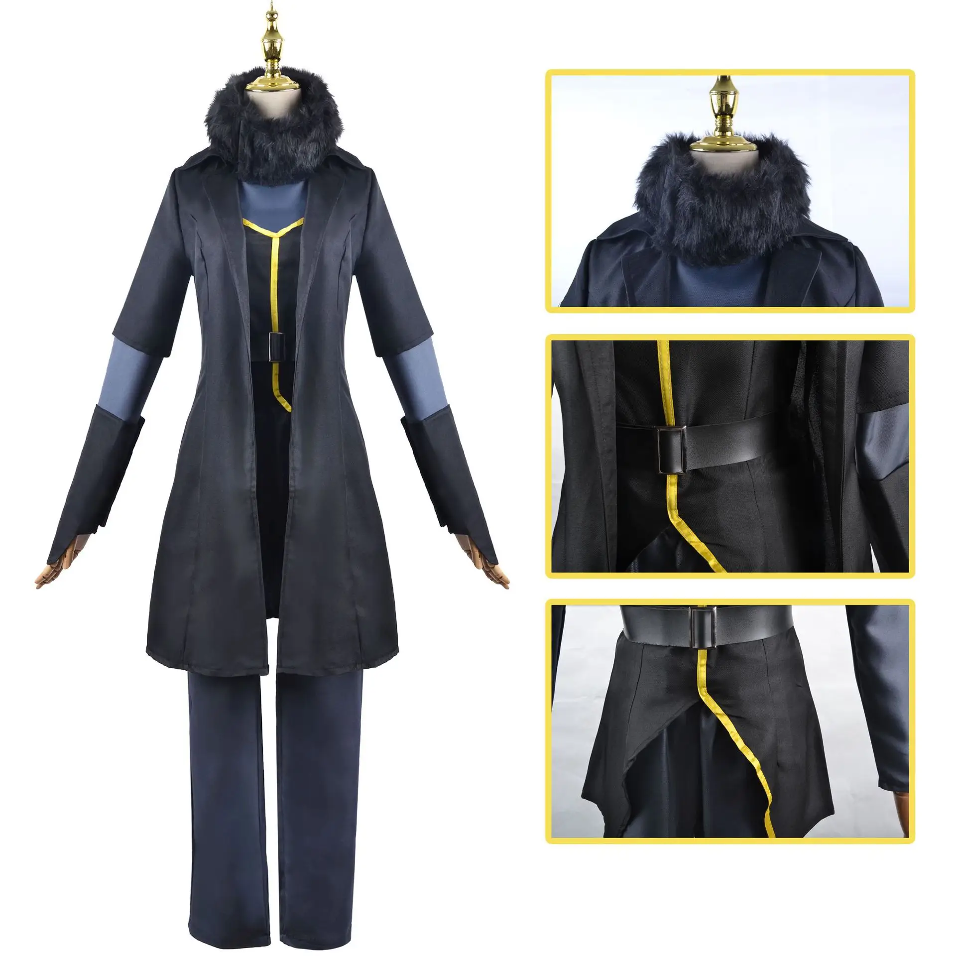 Slimi Luster Black Hooded Suit for Anime Cosplay — feature 5
