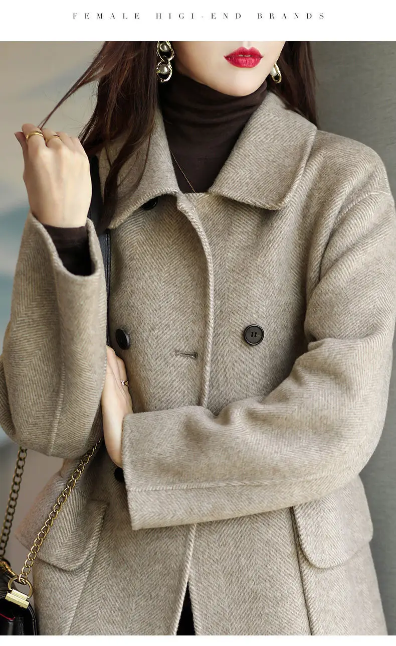 Women Literary Woolen Coat Black Mid-Length 2023 — feature 4