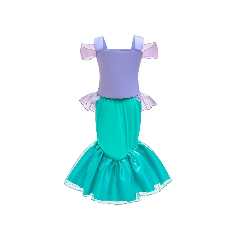 Girls Mermaid Dress Purple Embroidered 2022 Foreign Trade - Image 5
