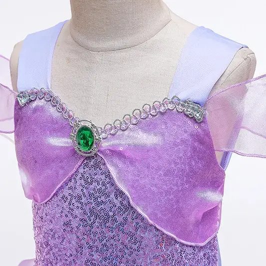 Girls Mermaid Dress Purple Embroidered 2022 Foreign Trade - Image 6
