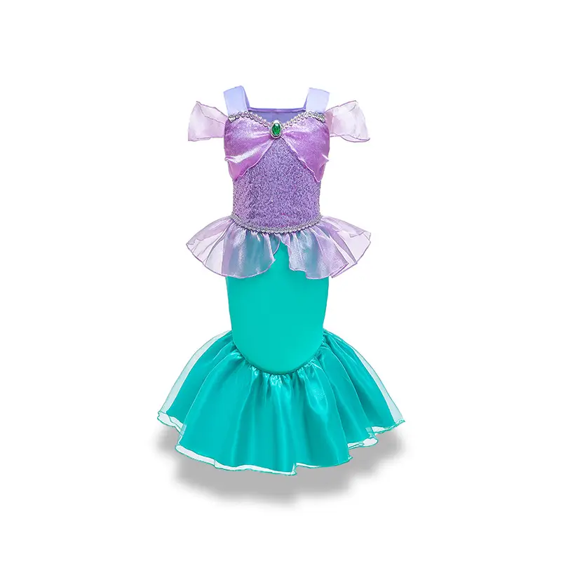 Girls Mermaid Dress Purple Embroidered 2022 Foreign Trade — feature 2