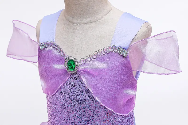 Girls Mermaid Dress Purple Embroidered 2022 Foreign Trade — feature 6