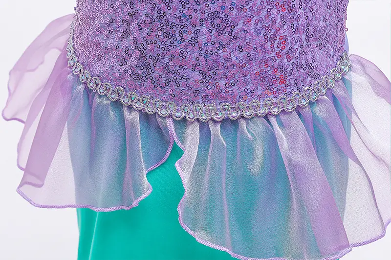 Girls Mermaid Dress Purple Embroidered 2022 Foreign Trade — feature 8
