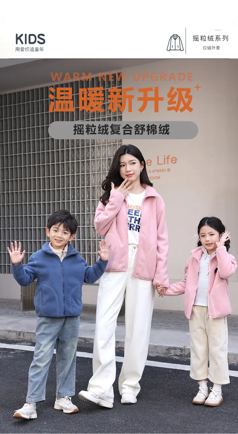 Blue Fleece Zipper Jacket for Kids School Uniform — feature 1