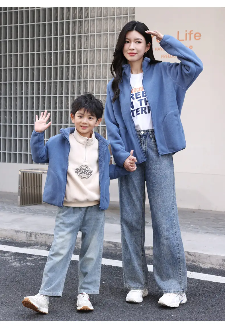 Blue Fleece Zipper Jacket for Kids School Uniform — feature 15