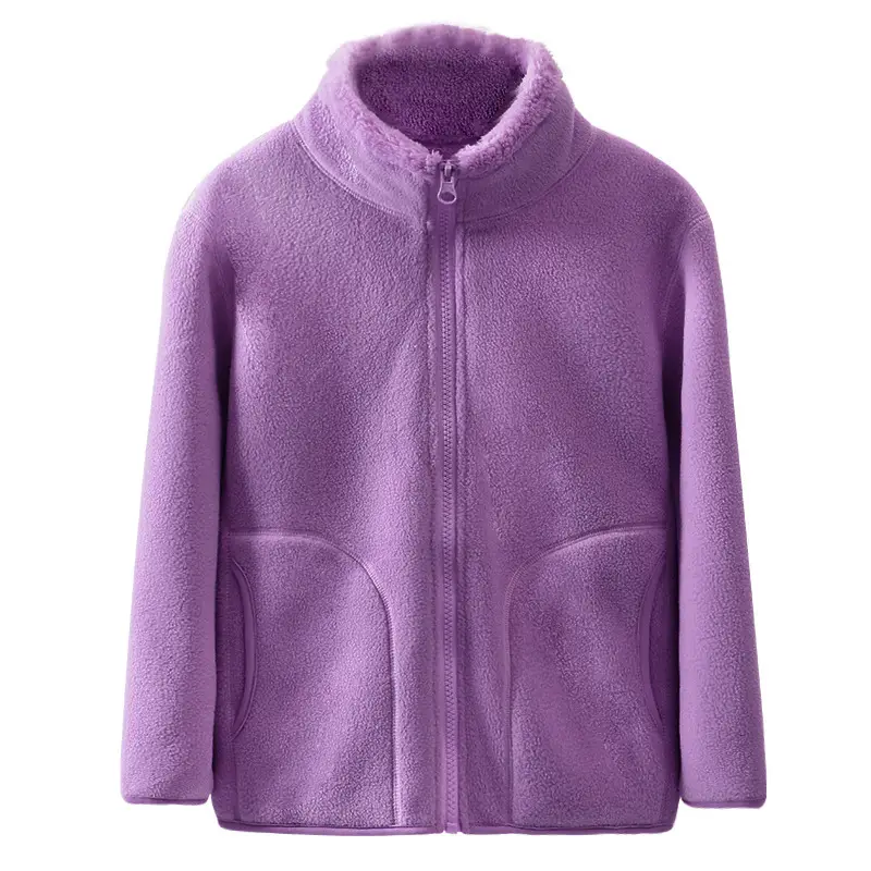 Blue Fleece Zipper Jacket for Kids School Uniform - Image 6