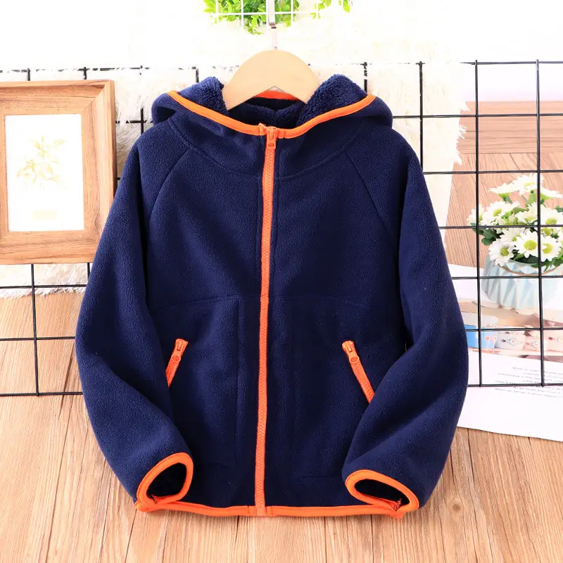Blue Fleece Zipper Jacket for Kids School Uniform - Image 12