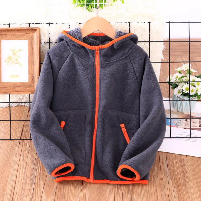 Blue Fleece Zipper Jacket for Kids School Uniform - Image 13