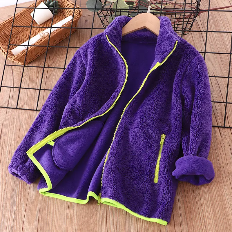 Blue Fleece Zipper Jacket for Kids School Uniform - Image 14