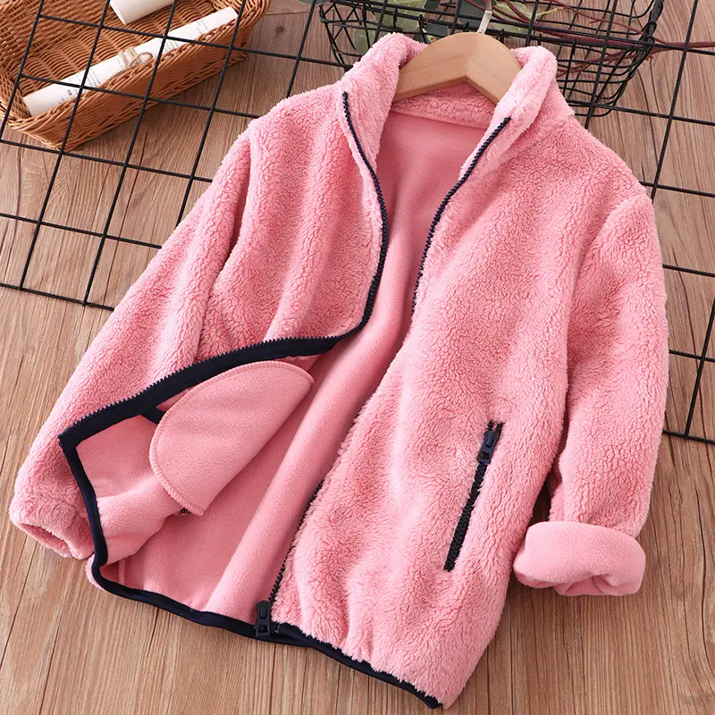 Blue Fleece Zipper Jacket for Kids School Uniform - Image 16