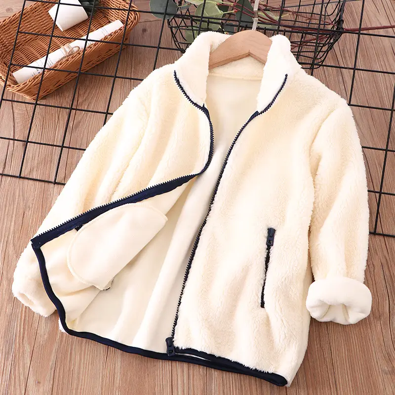Blue Fleece Zipper Jacket for Kids School Uniform - Image 18