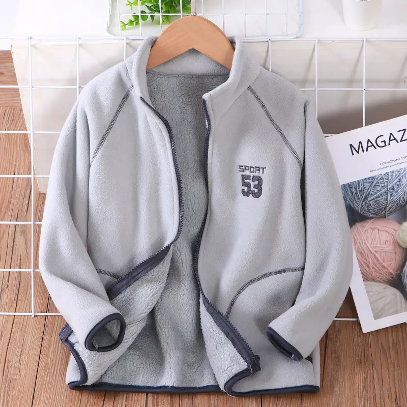 Blue Fleece Zipper Jacket for Kids School Uniform - Image 20