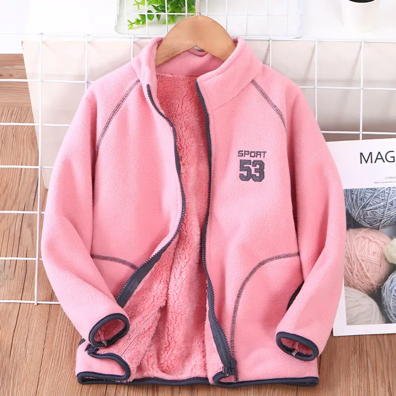 Blue Fleece Zipper Jacket for Kids School Uniform - Image 21