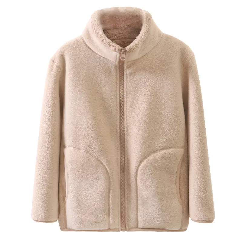 Blue Fleece Zipper Jacket for Kids School Uniform - Image 2