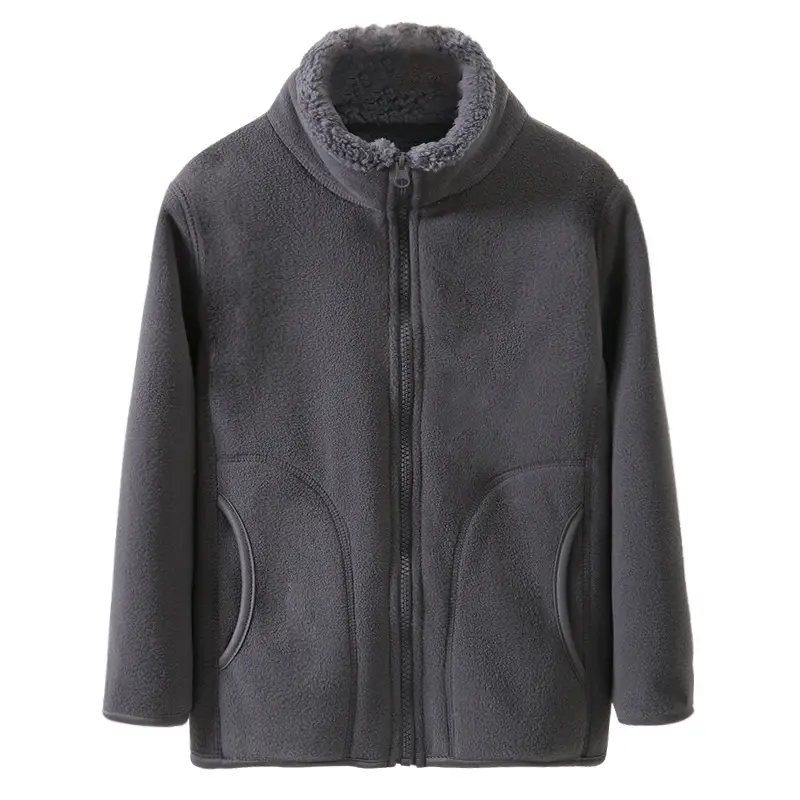 Blue Fleece Zipper Jacket for Kids School Uniform - Image 5