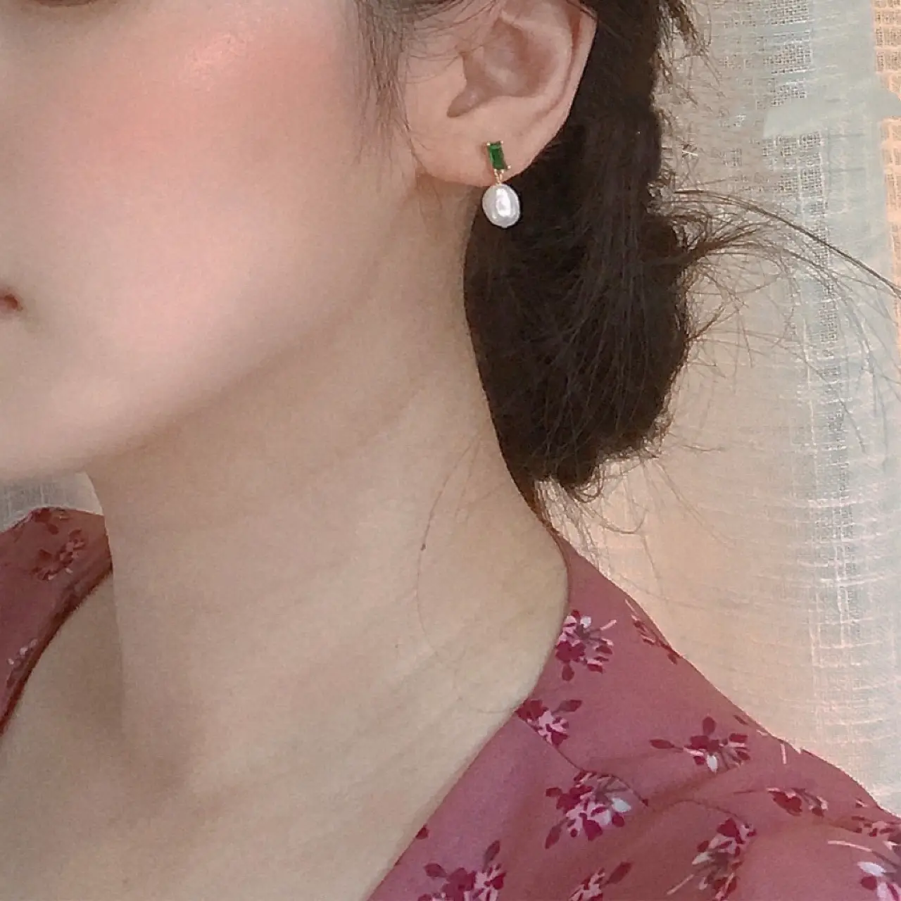 French Fine Inlaid Green Zircon Earrings - Image 5