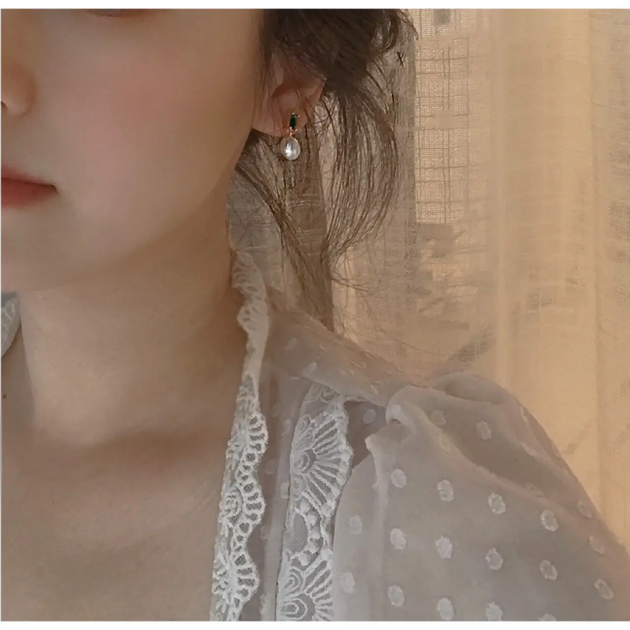 French Fine Inlaid Green Zircon Earrings — feature 10