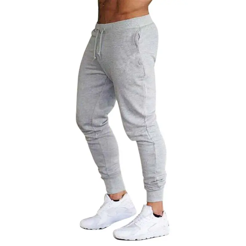 Men Grey Stretch Jogging Pants Small Leg Fit - Image 2