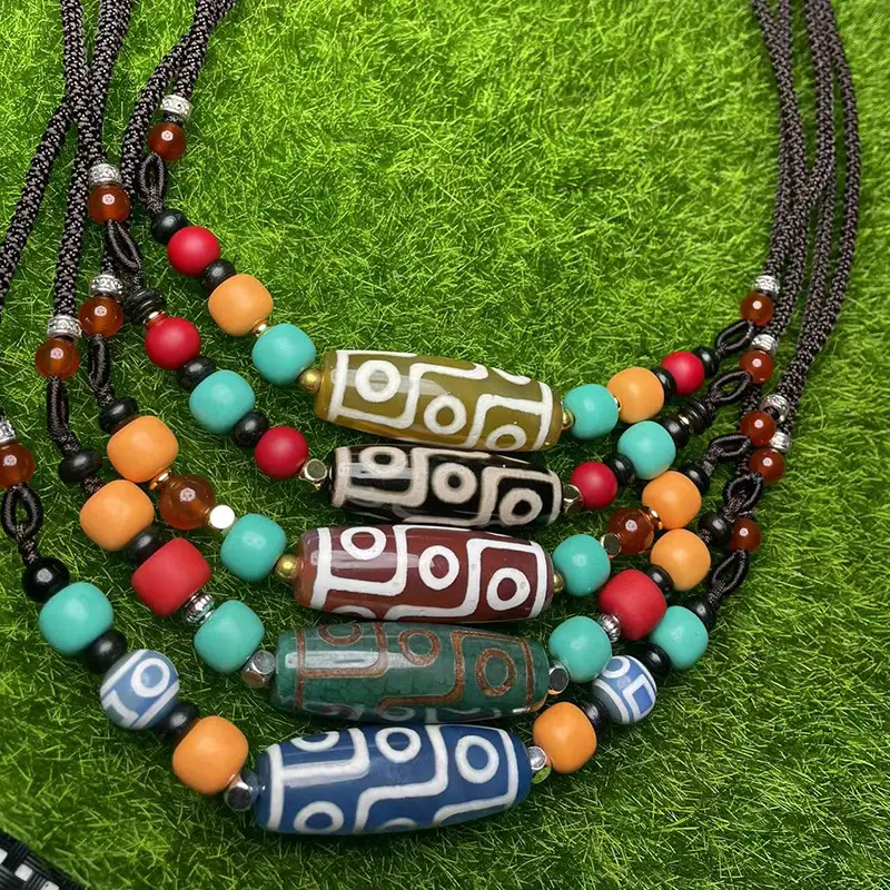 Xizang Style Multi Color Agate Bead Necklace