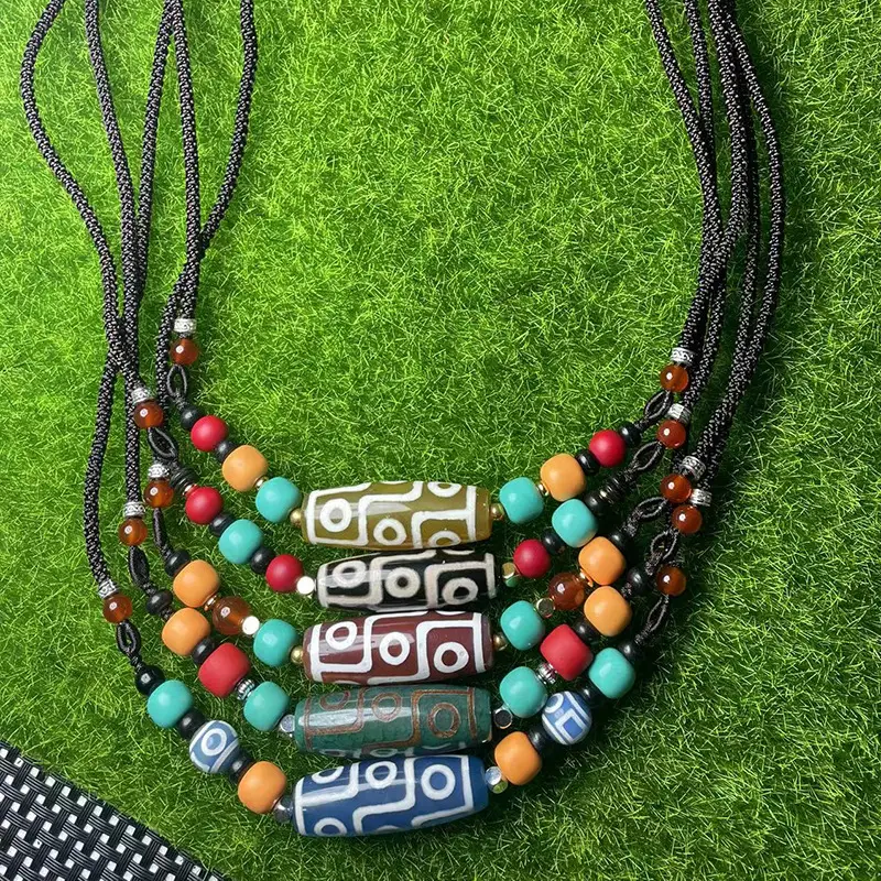 Xizang Style Multi Color Agate Bead Necklace