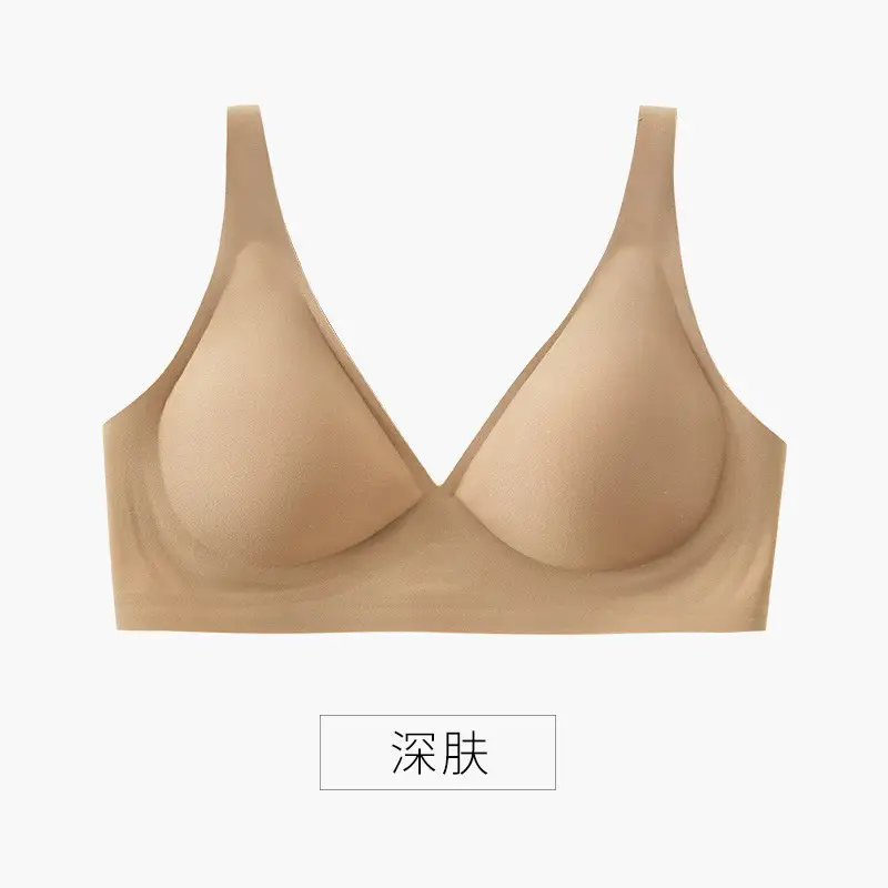 Naked Jelly Thin Latex Traceless Underwear Women's French Style Sexy Rimless Small Chest Push-up Adjustable Bra