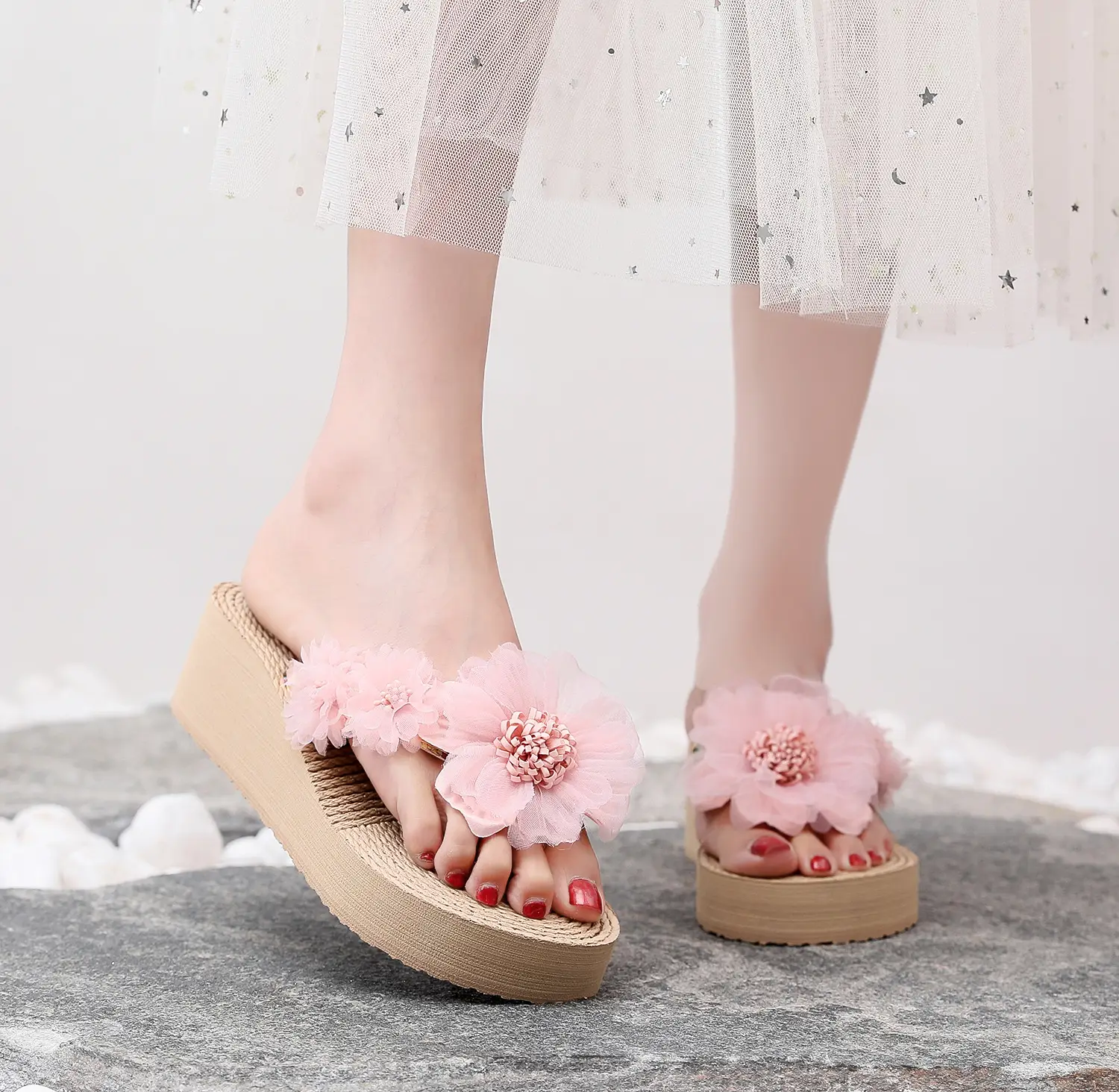 Trendy Floral Half-Slip Sandals for Women