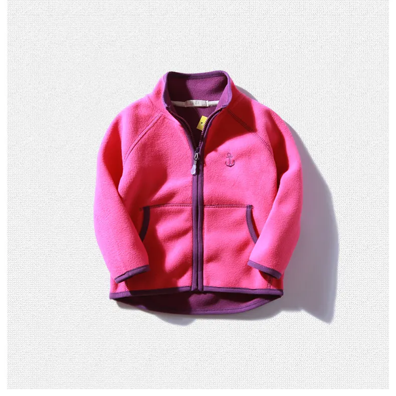Kids Polar Fleece Jacket Navy Green Zipper Thickened - Image 5