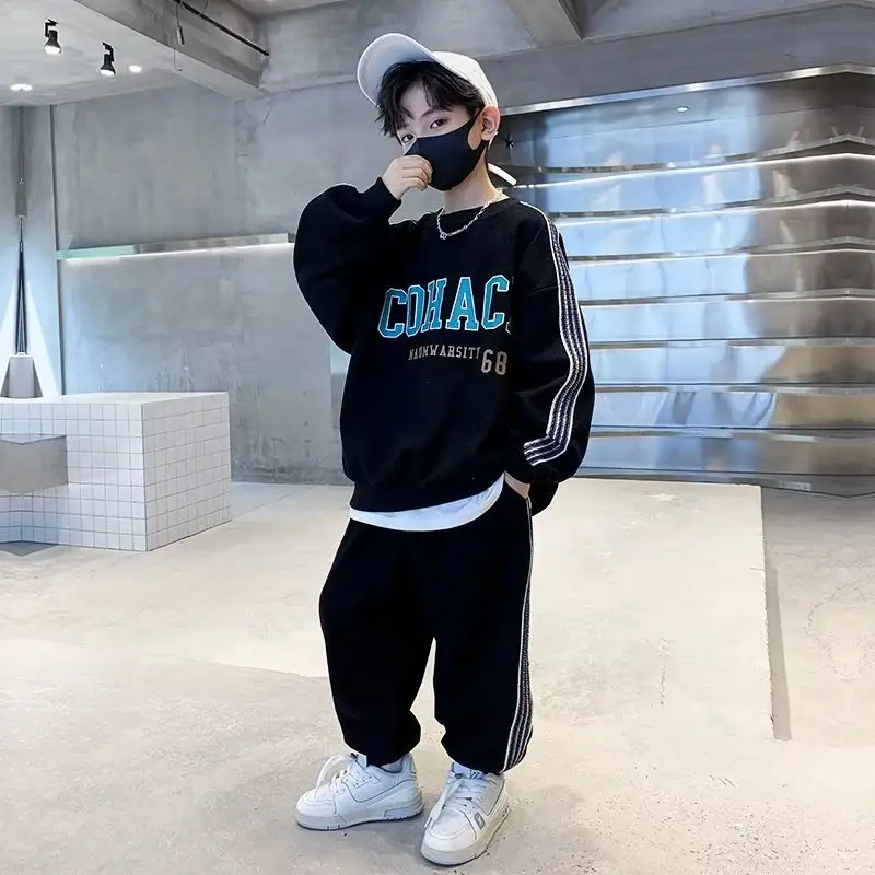 Kids Boys Autumn Suit Black White Korean Style - Image 2