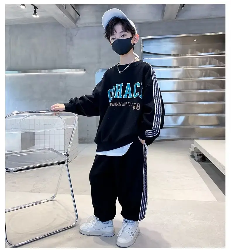Kids Boys Autumn Suit Black White Korean Style — feature 7