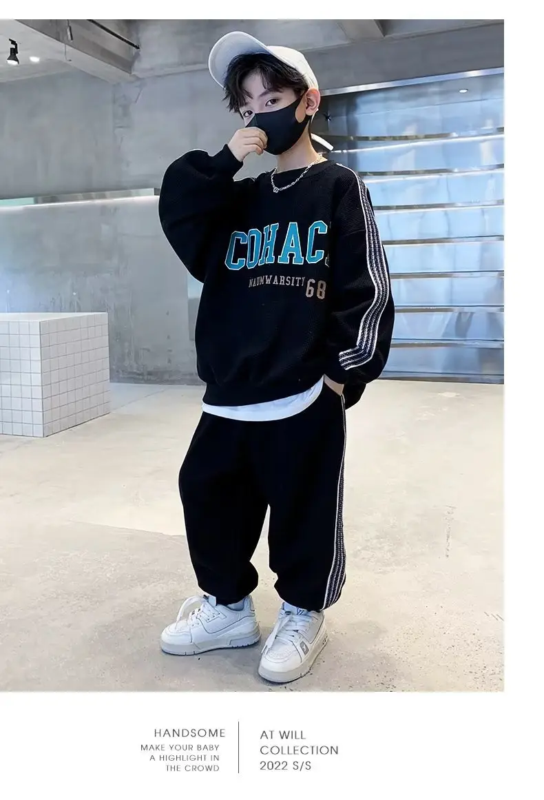 Kids Boys Autumn Suit Black White Korean Style — feature 8