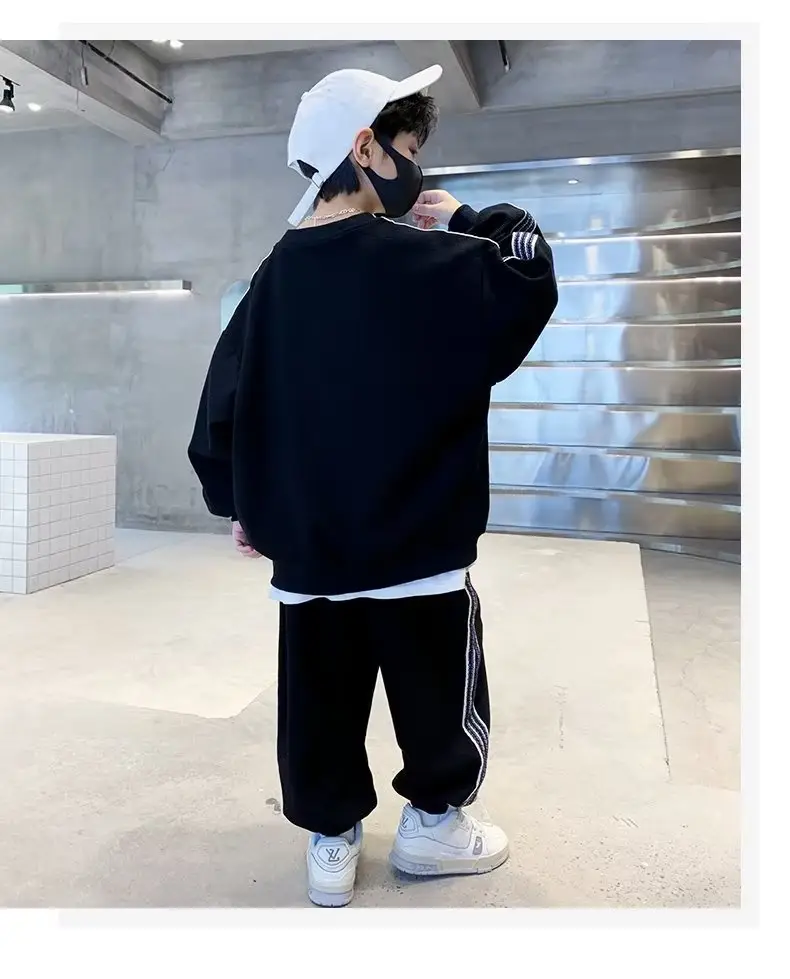 Kids Boys Autumn Suit Black White Korean Style — feature 9